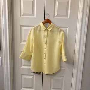 CHICO'S NO IRON LINEN SHIRT. SIZE 0 (4-6)